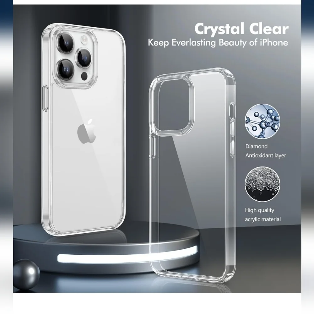 iPhone 15 Pro Case 6.1-Inch, Shockproof Bumper Phone Cover Anti-Yellowing Clear